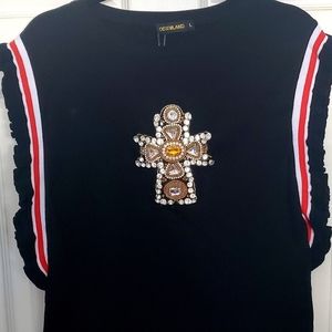 Black blouse with crystals